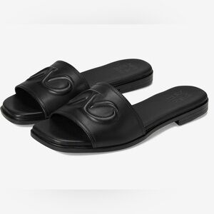 Naturalizer Genevieve Black Leather Slide Sandals